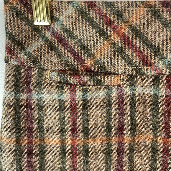 L.L.Bean Favourite Fit Skirt Wool Blend Weave Plaid Tartan Brown Tan Burgundy 6P - Picture 4 of 11